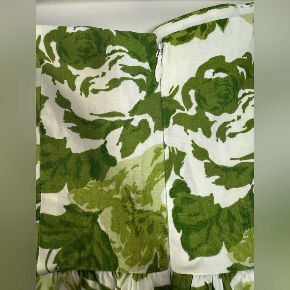 New! Reformation Buttercup Strapless Dress Green White Floral Fit & Flare Sz. 2 - Picture 11 of 15